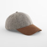 Suede Peak Herringbone Cap - B627:Brown Herringbone, main material: 50% polyester / 46% wool / 4% acrylic, peak material: 100% polyester, One Size